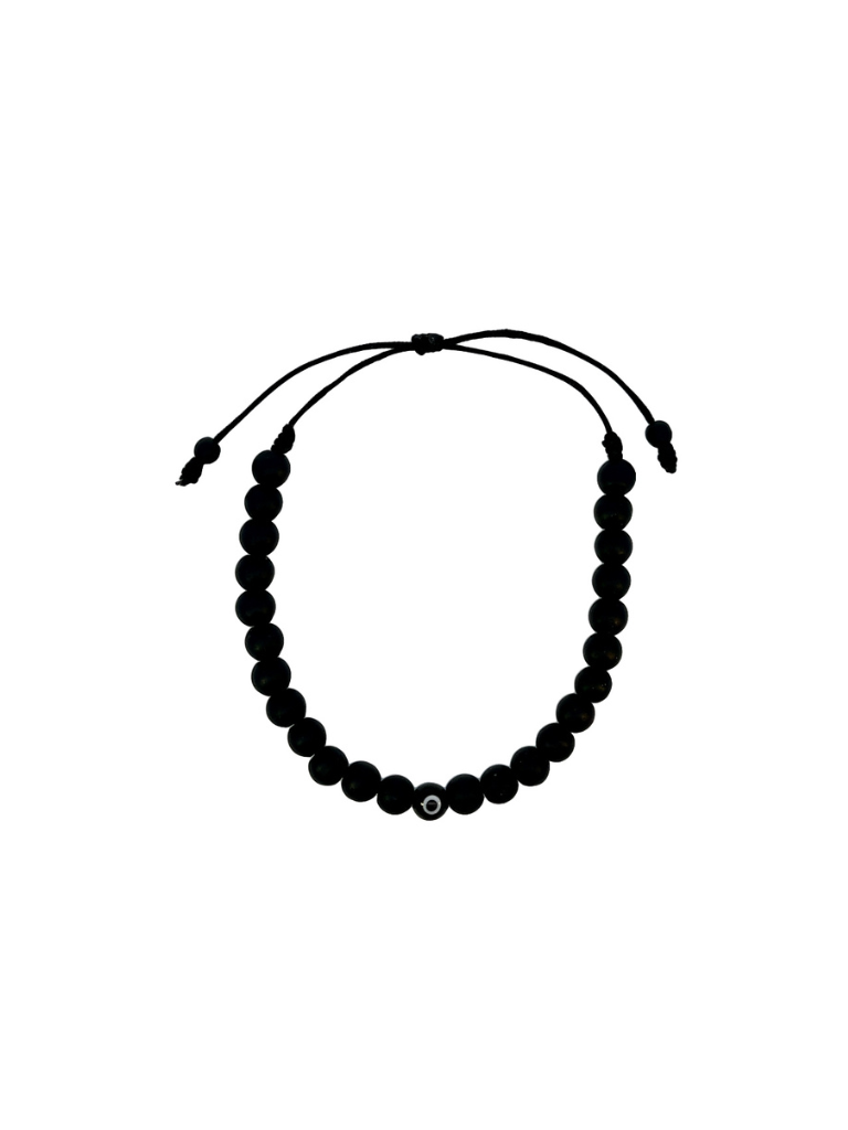 Pulsera Bolitas Negras con Ojito
