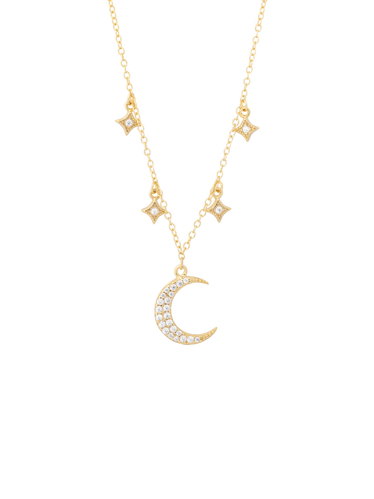 Collar Con Luna y Mini Destellos Zirconias
