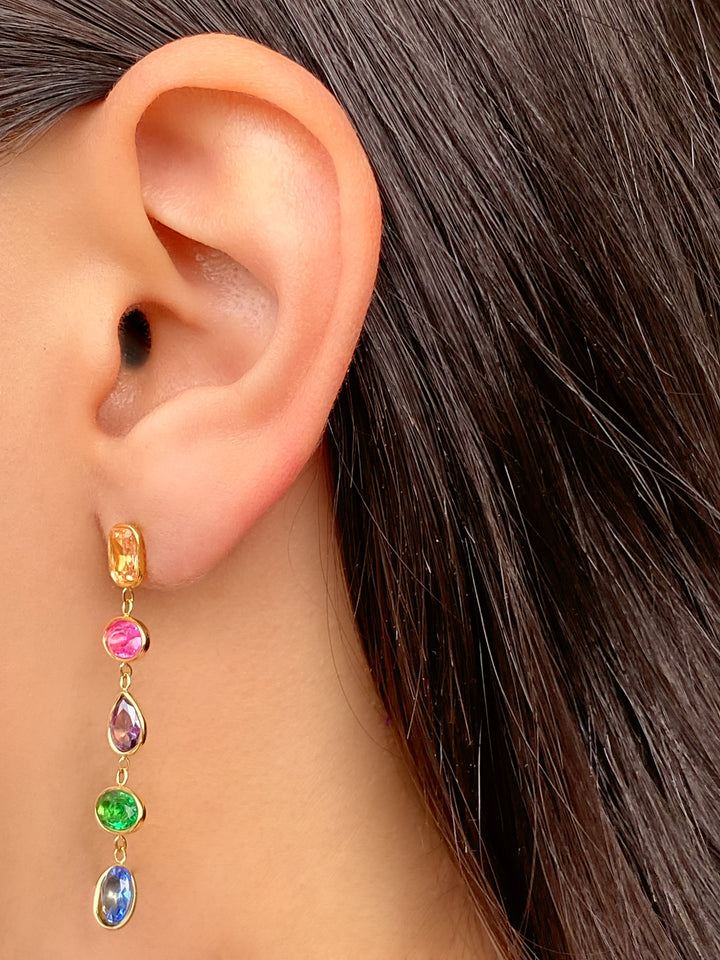 Par Arete Largos Zirconias Rainbow