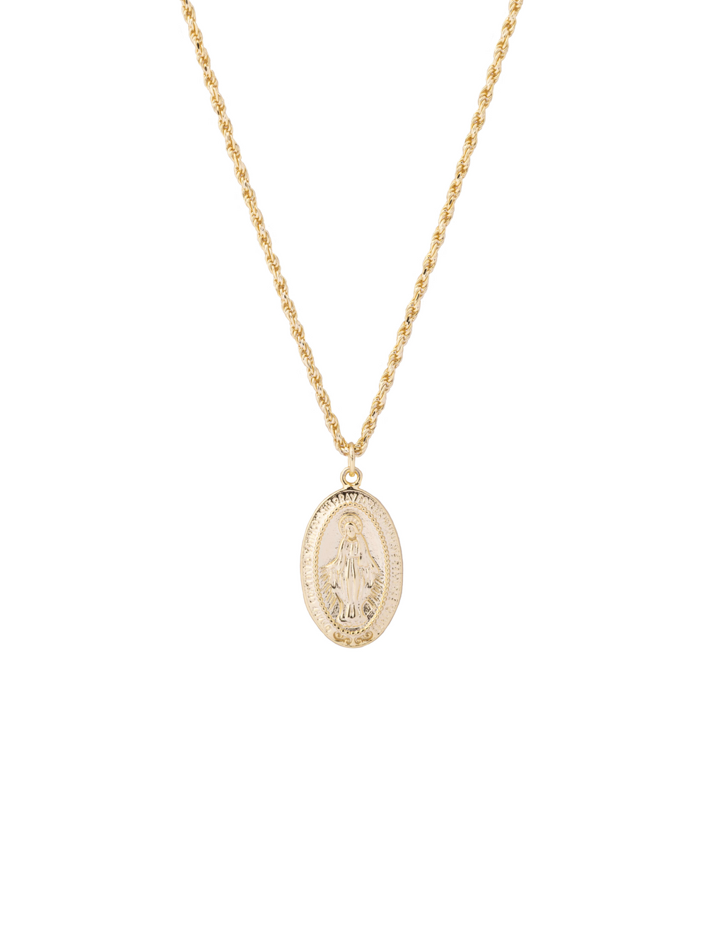 Collar Trenzado Con Medalla Virgen