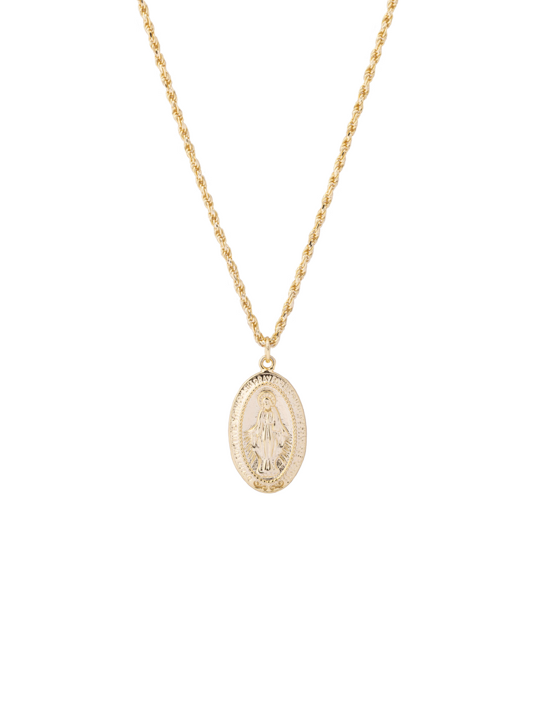 Collar Trenzado Con Medalla Virgen