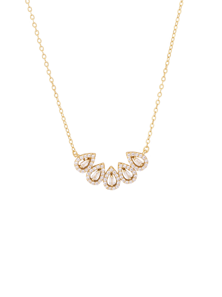 Collar Con Dije Cinco Gotas Zirconias