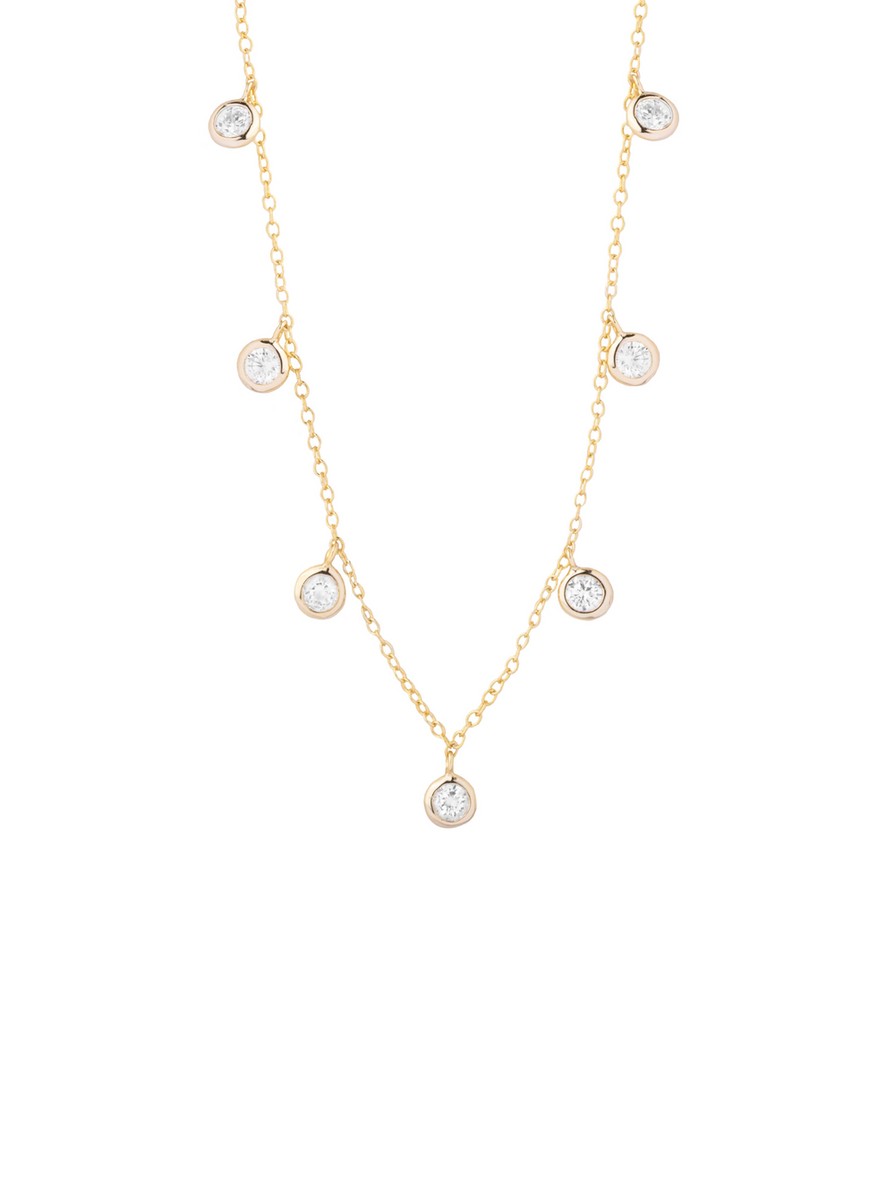 Collar Con Zirconias Redondas Colgantes