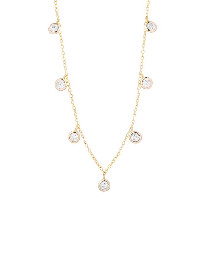Collar Con Zirconias Redondas Colgantes