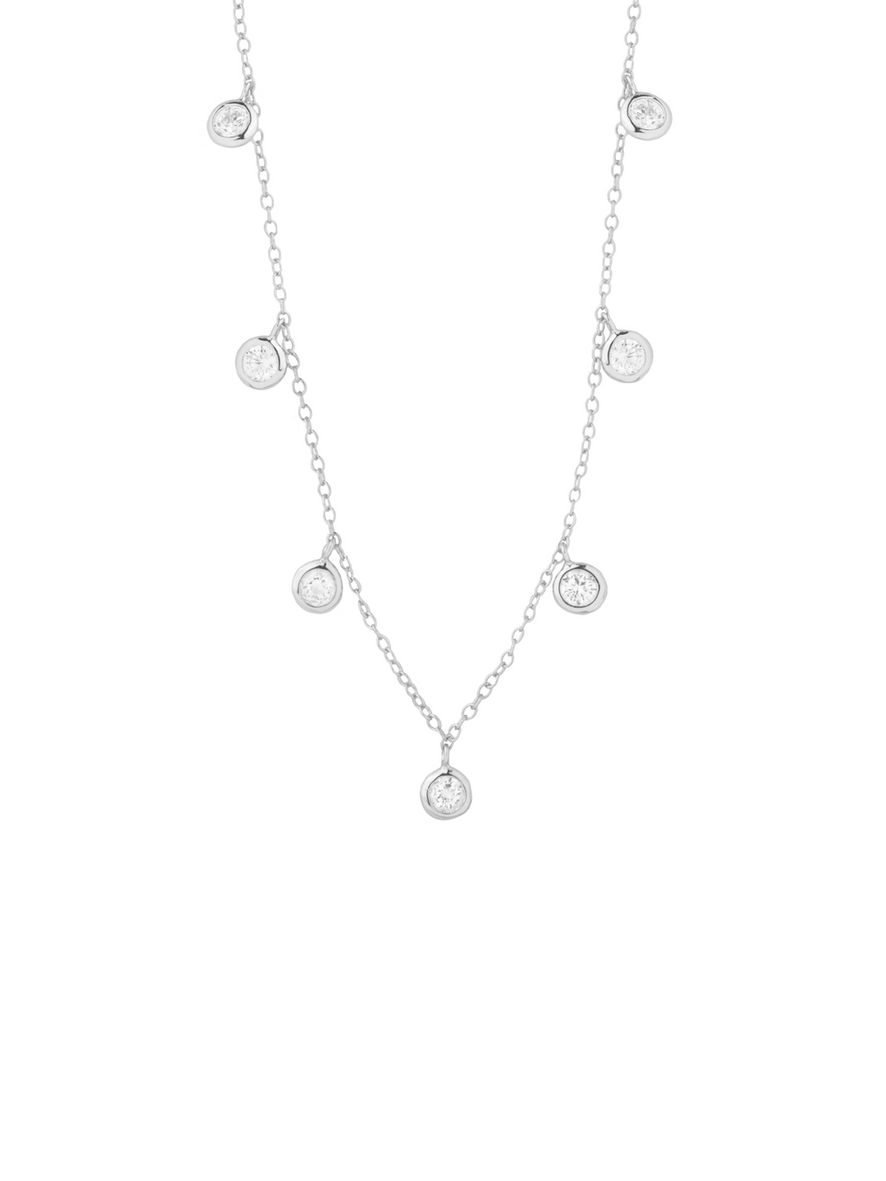 Collar Con Zirconias Redondas Colgantes