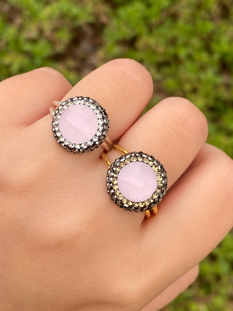Anillo Con Hydro Cuarzo Rosa