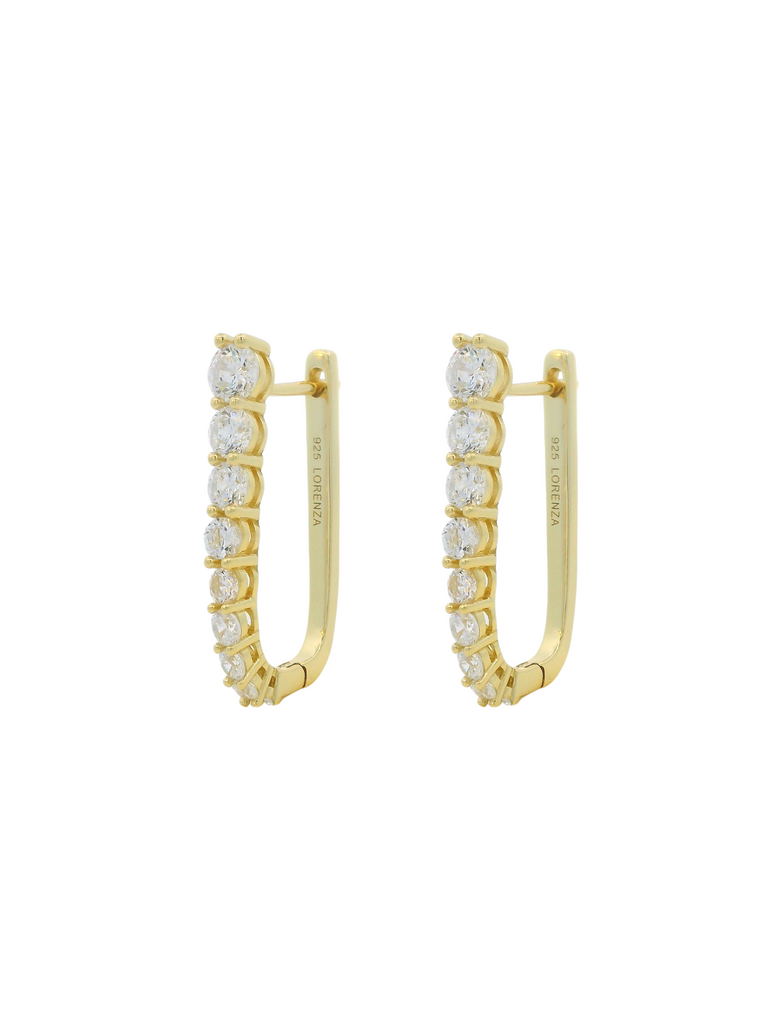 Par Arracada Rectangular Con Zirconias 25 mm