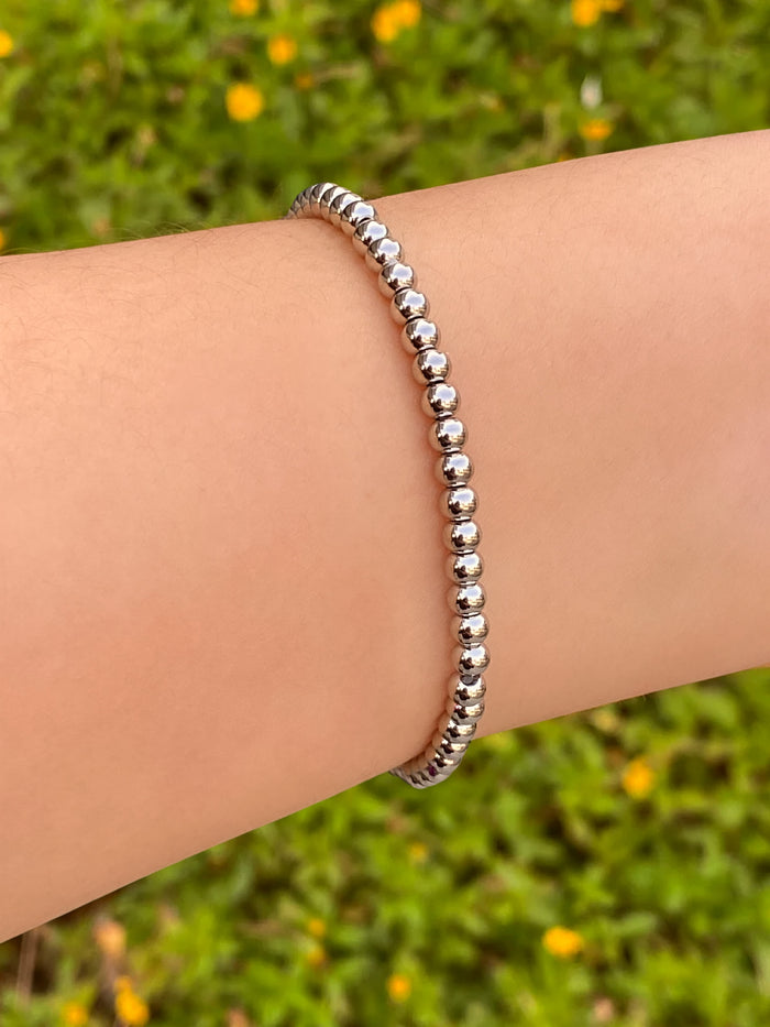 Pulsera Bolitas Plateadas 4 mm
