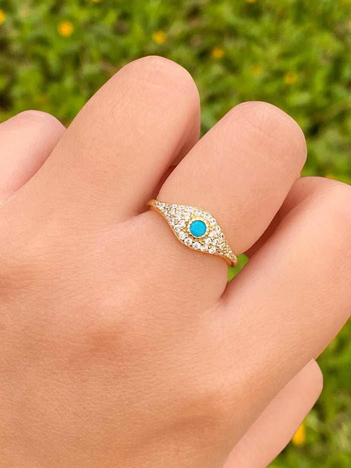 Anillo Ojito Celeste Con Zirconias