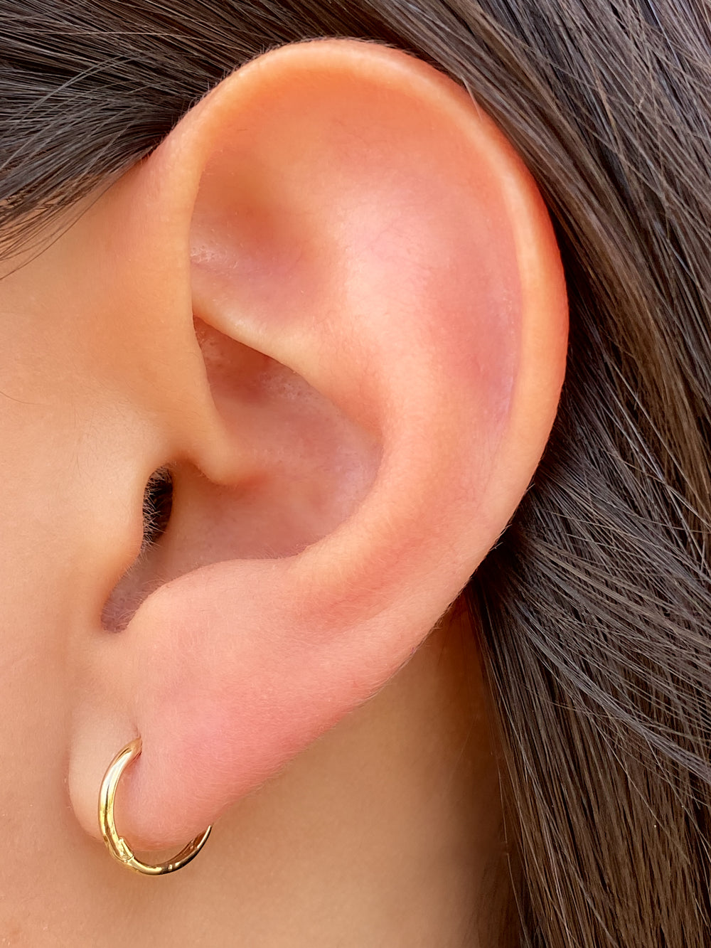 Arracada Dorada Lisa 11mm Oro 14k