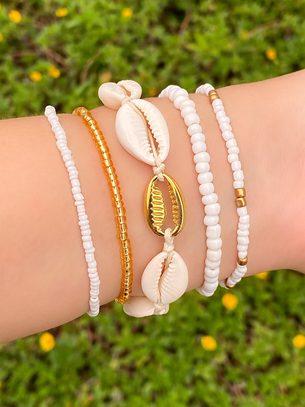 Set Pulseras Chaquiras Con Conchas