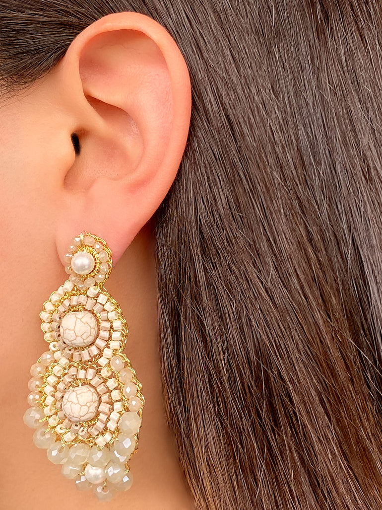 Par Arete Flor Con Triple Circulo