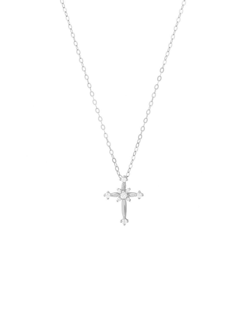 Collar Con Dije Cruz Esquinas Zirconias