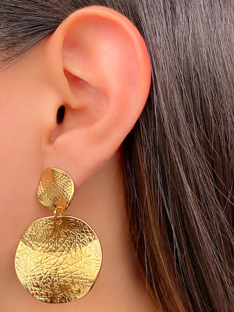 Par Arete Doble Circulo Con Textura