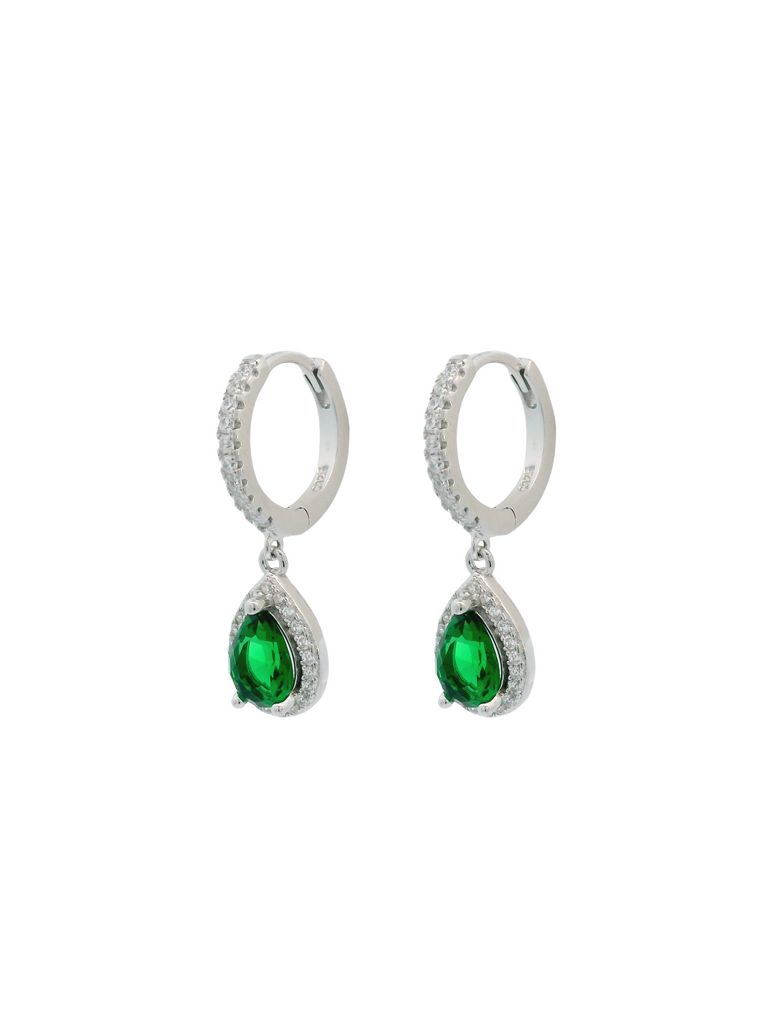 Par Arracada Con Zirconias y Gota Verde