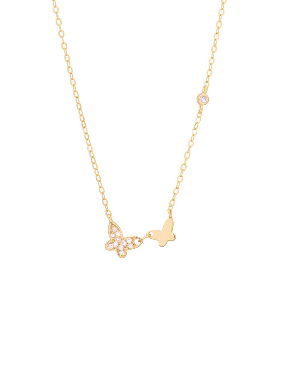 Collar Con Doble Mariposa y Mini Zirconia