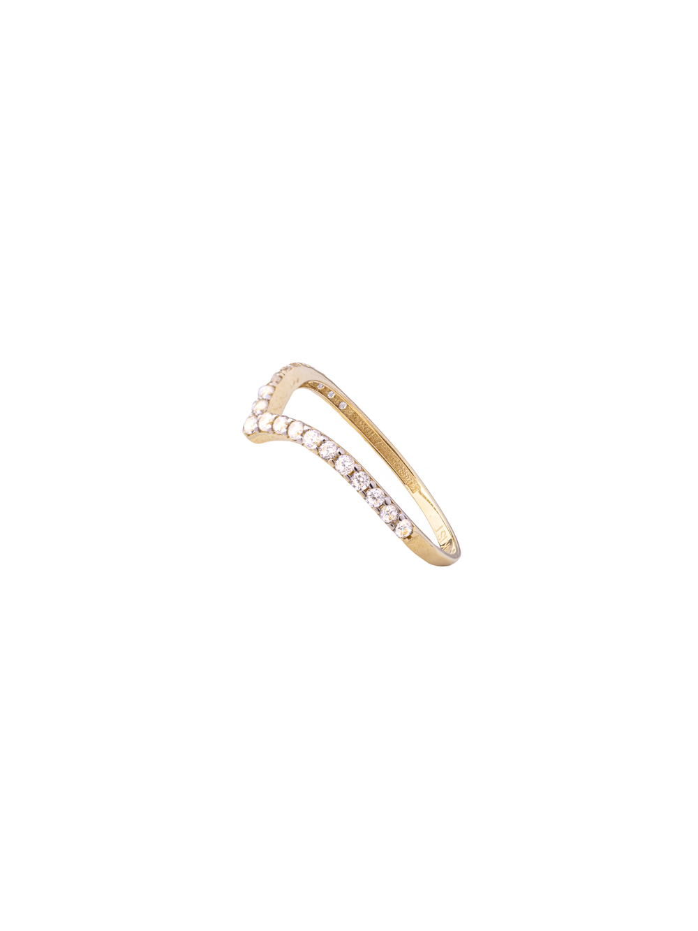 Anillo Forma V Zirconias Oro 14k
