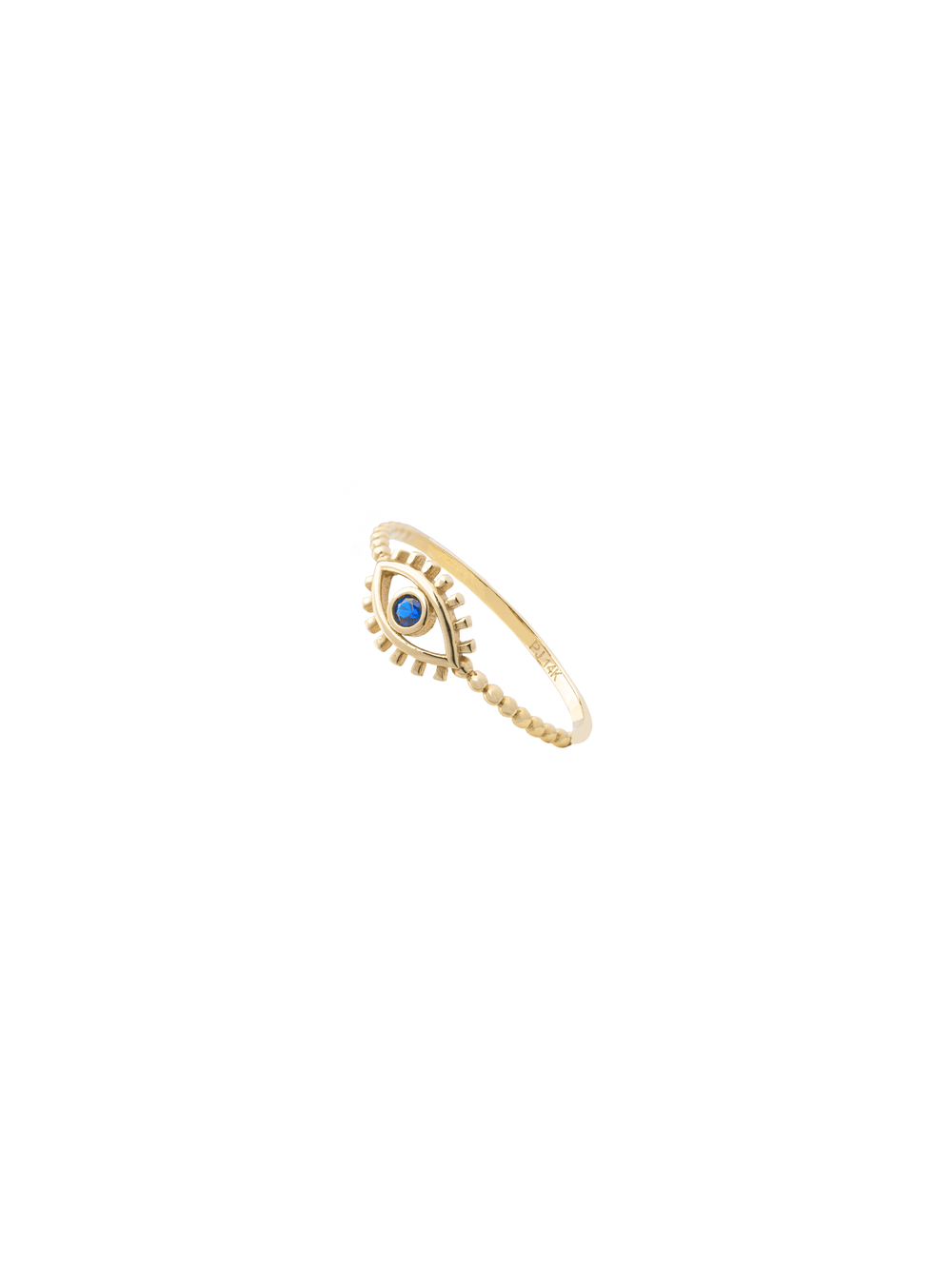 Anillo Bolitas Ojo Azul Oro 14k