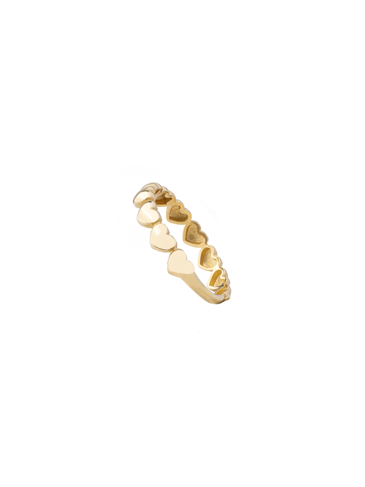 Anillo Corazones Oro 14k