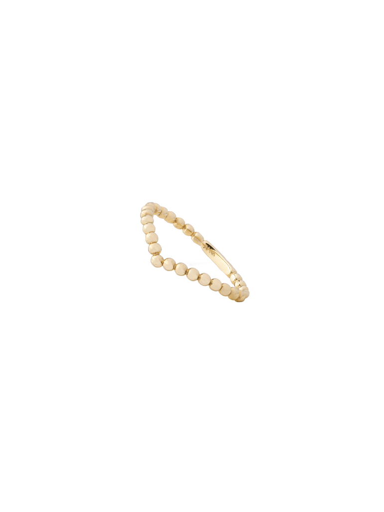 Anillo Forma V Bolitas 14k