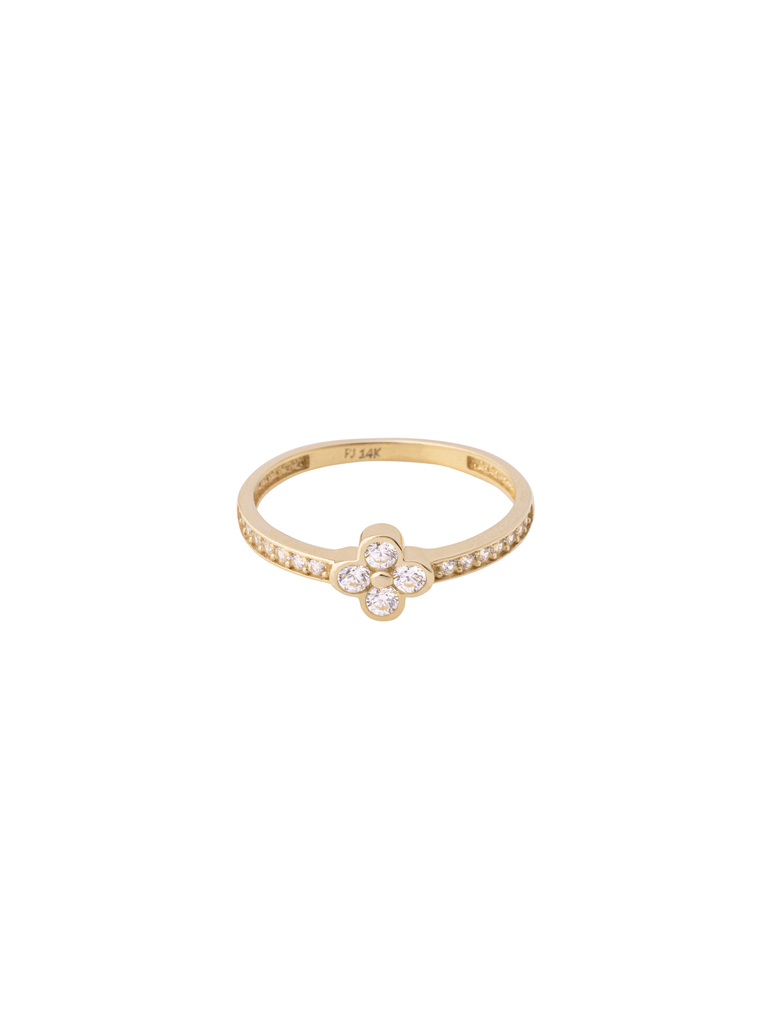 Anillo Flor Zirconias 14k