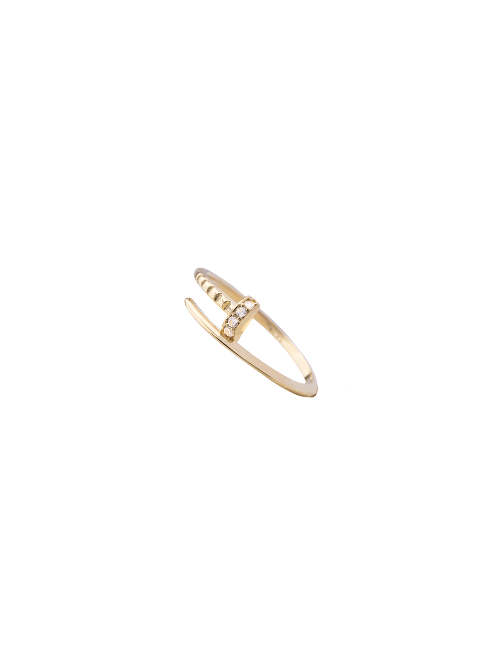 Anillo Clavo Zirconias Oro 14k