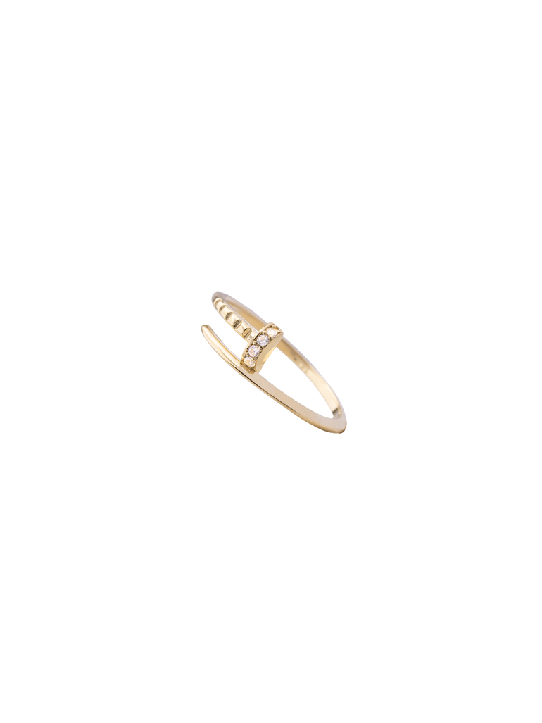 Anillo Clavo Zirconias Oro 14k