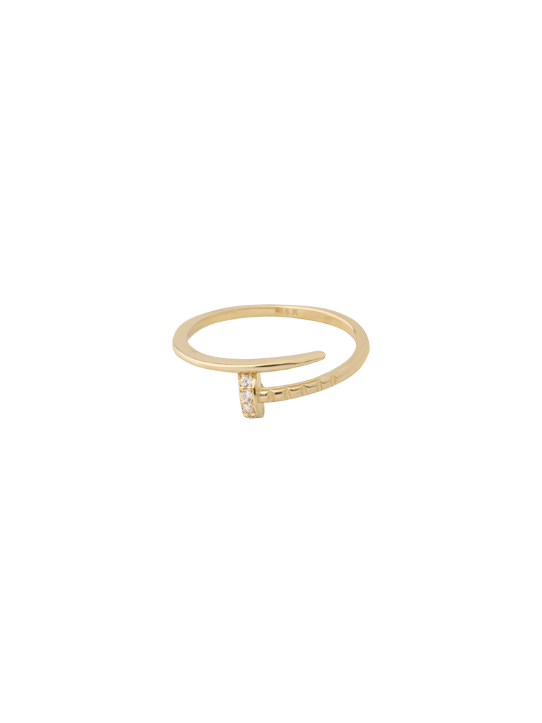Anillo Clavo Zirconias Oro 14k