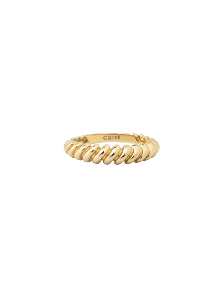 Anillo Torcido Con Líneas Oro 14k