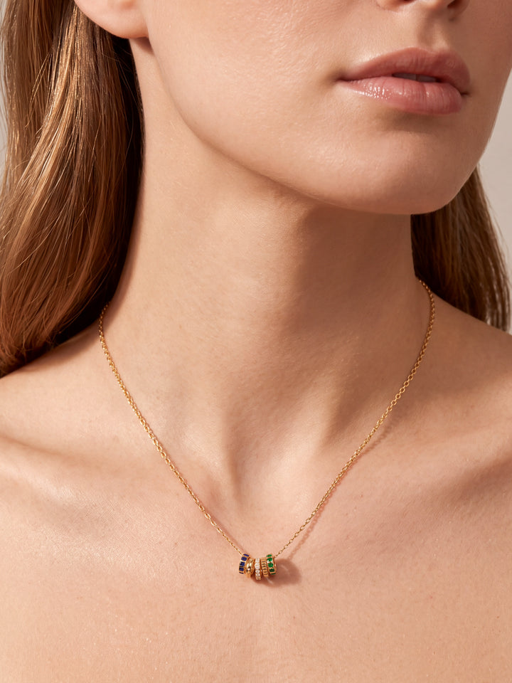 Collar Con Aros Zirconias De Colores