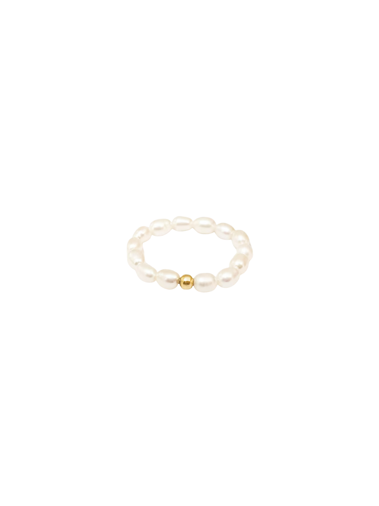 Anillo Perlitas Naturales Con Bolita Dorada