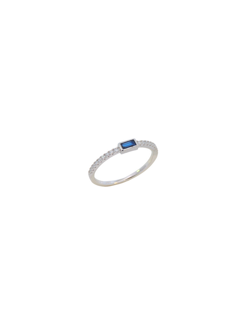 Anillo Zirconias Con Mini Baguette Azul