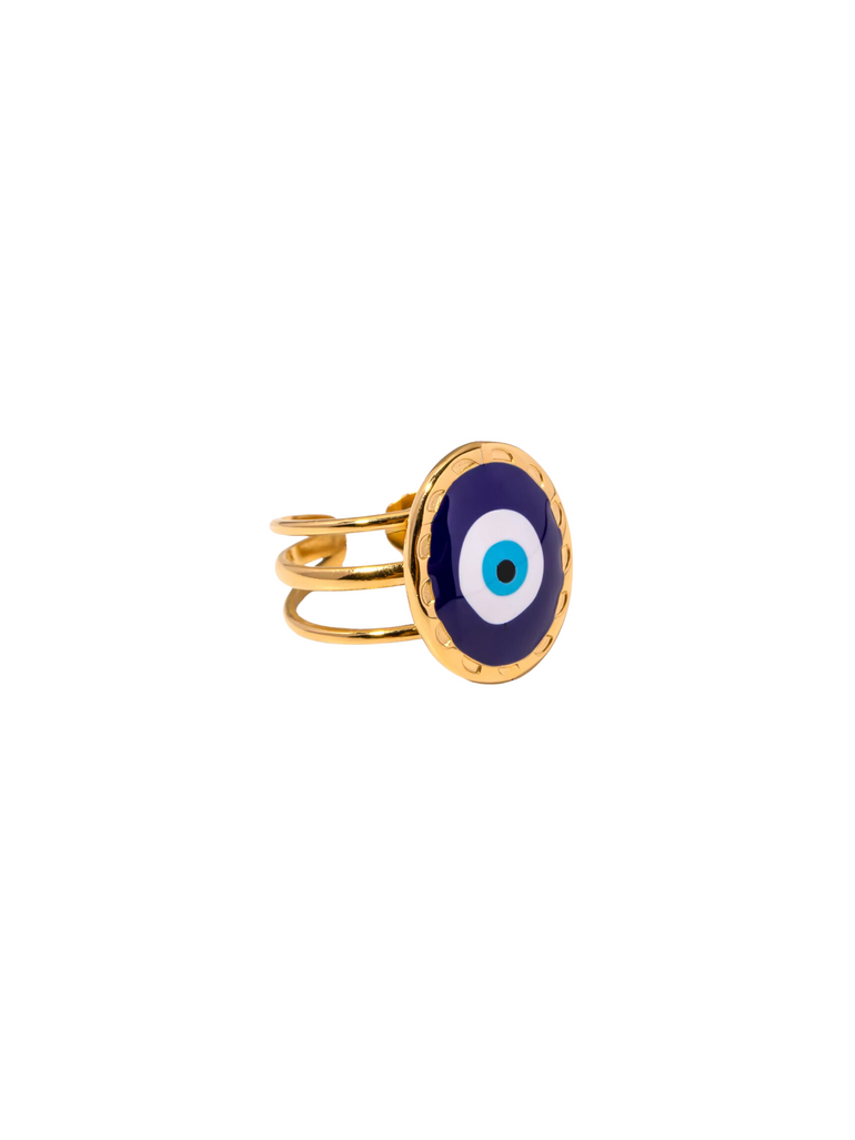 Anillo Con Ojo Azul Ovalado