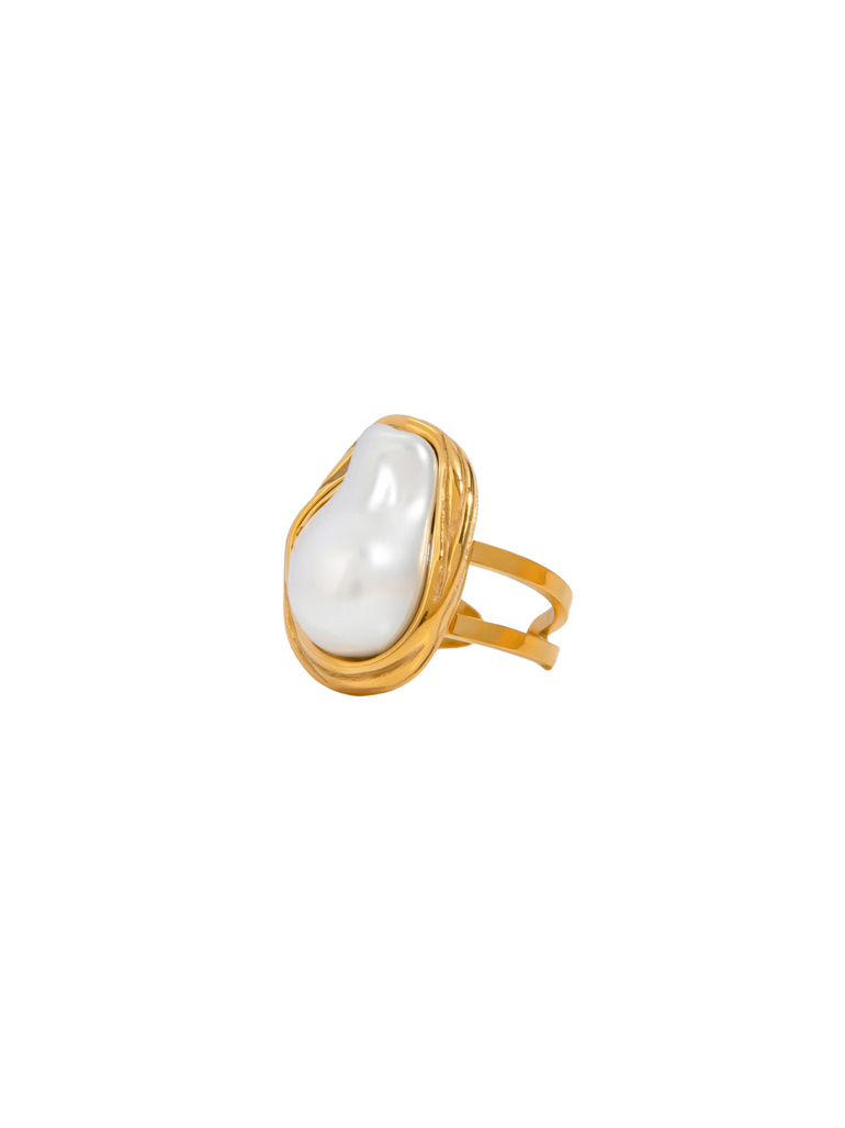 Anillo Abierto Con Perla Chunky Irregular