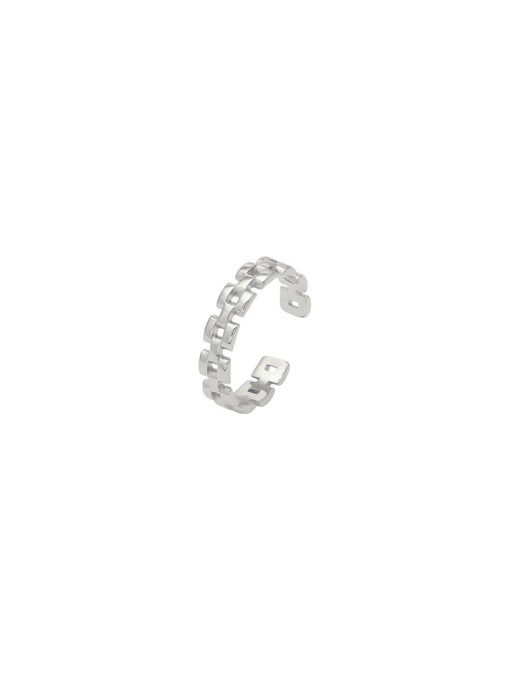 Anillo Eslabones Tipo Cadena Plateado