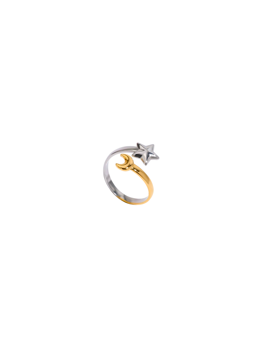 Anillo Abierto Luna Y Estrella