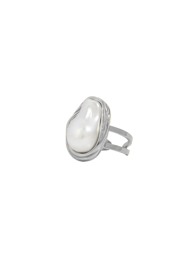Anillo Abierto Con Perla Chunky Irregular