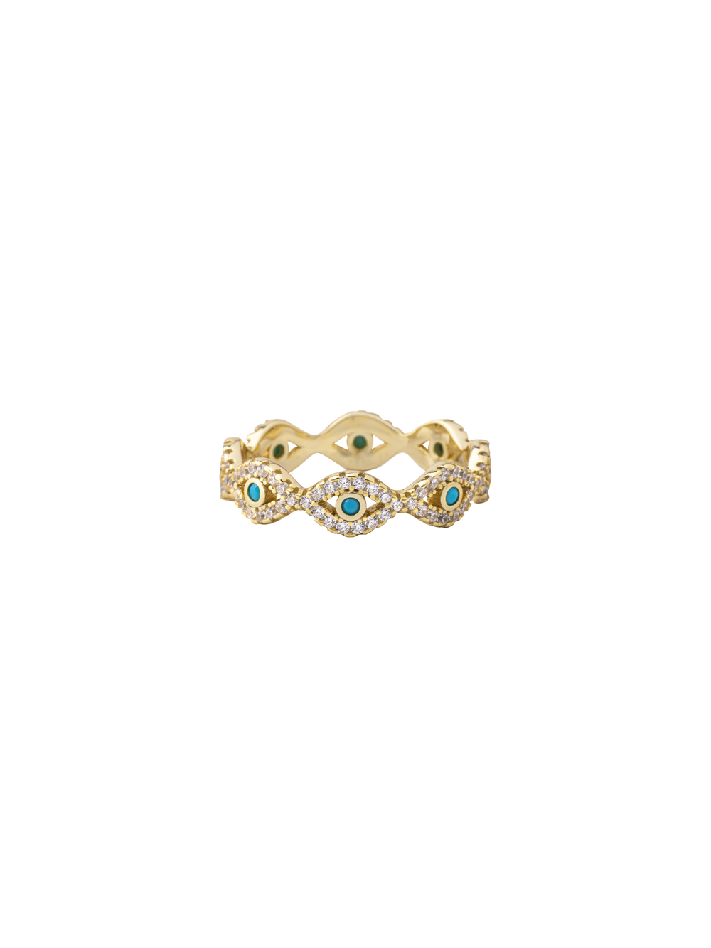 Anillo Ojos Aqua Zirconias
