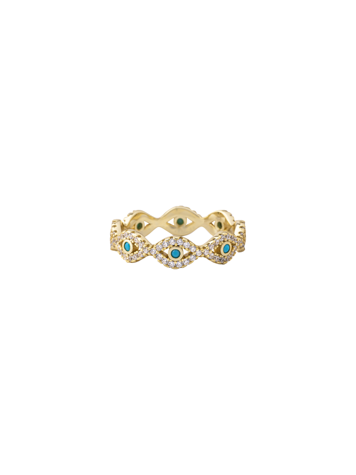 Anillo Ojos Aqua Zirconias
