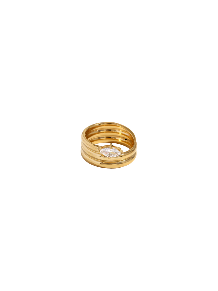 Anillo Triple Con Zirconia
