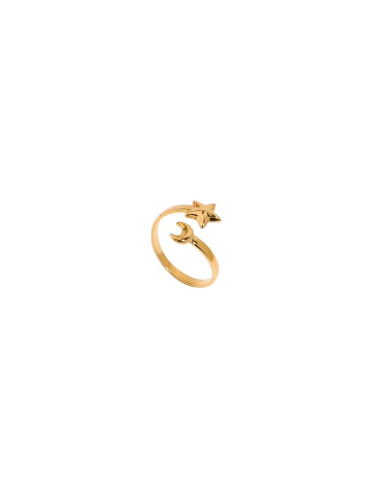 Anillo Abierto Luna Y Estrella