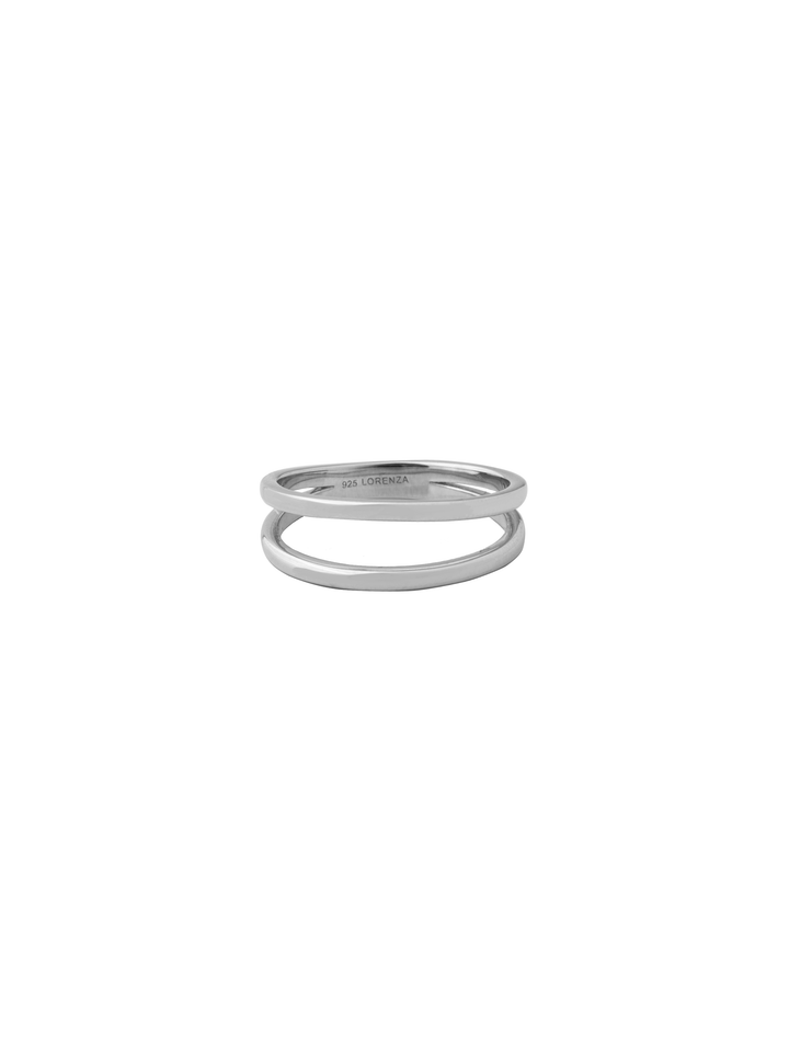 Anillo Plateado Doble Linea