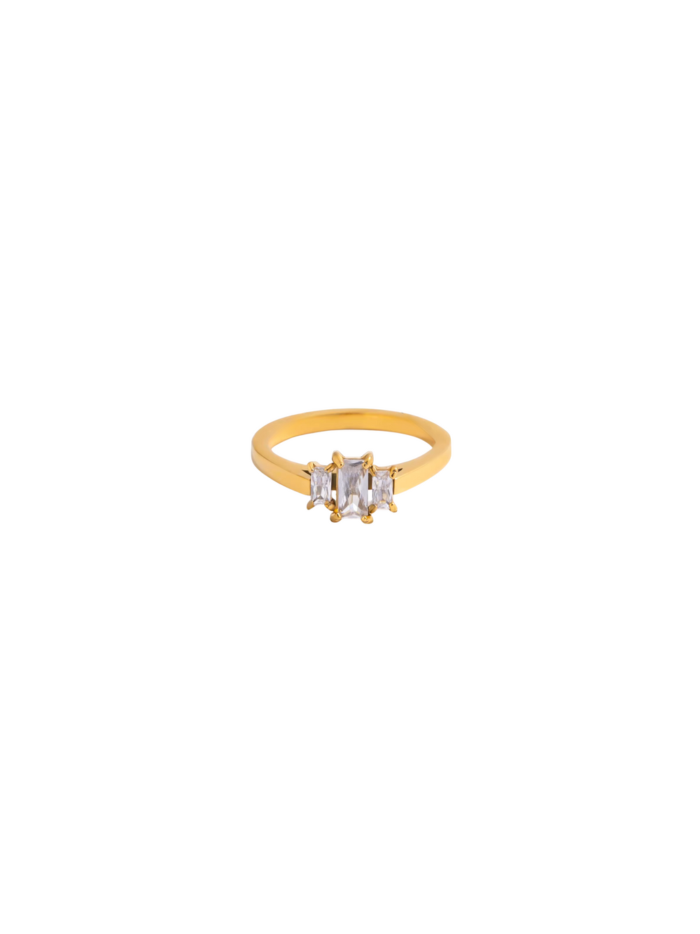 Anillo Con Tres Baguettes Centrales