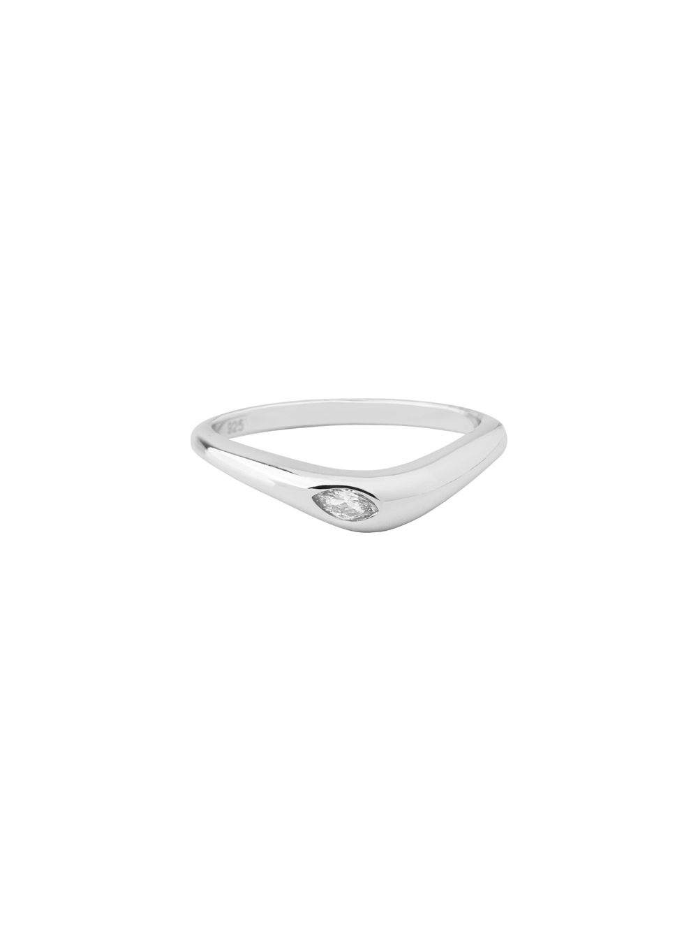 Anillo Ondulado Zirconia Incrustada