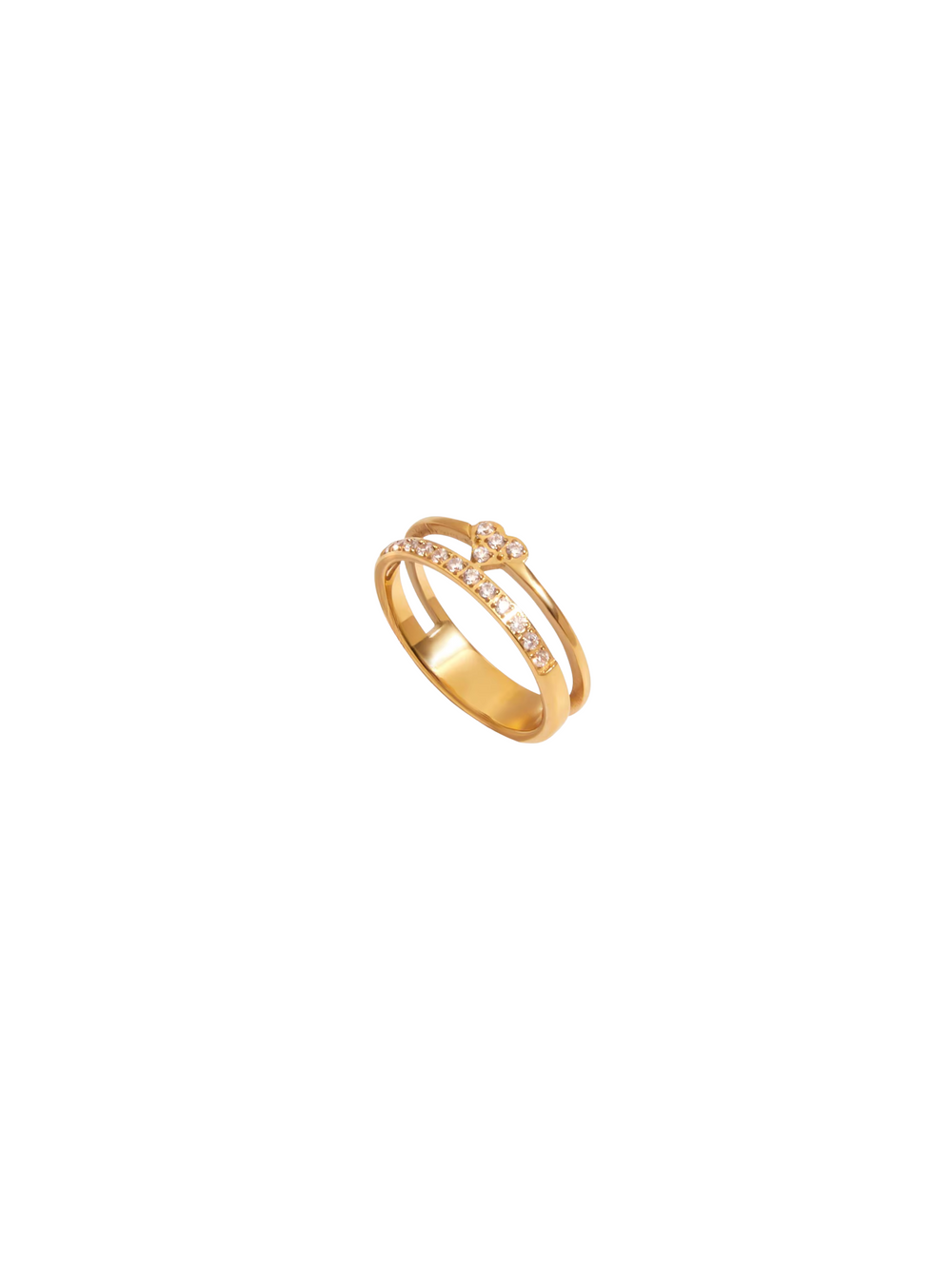 Anillo Doble Corazon Con Zirconias