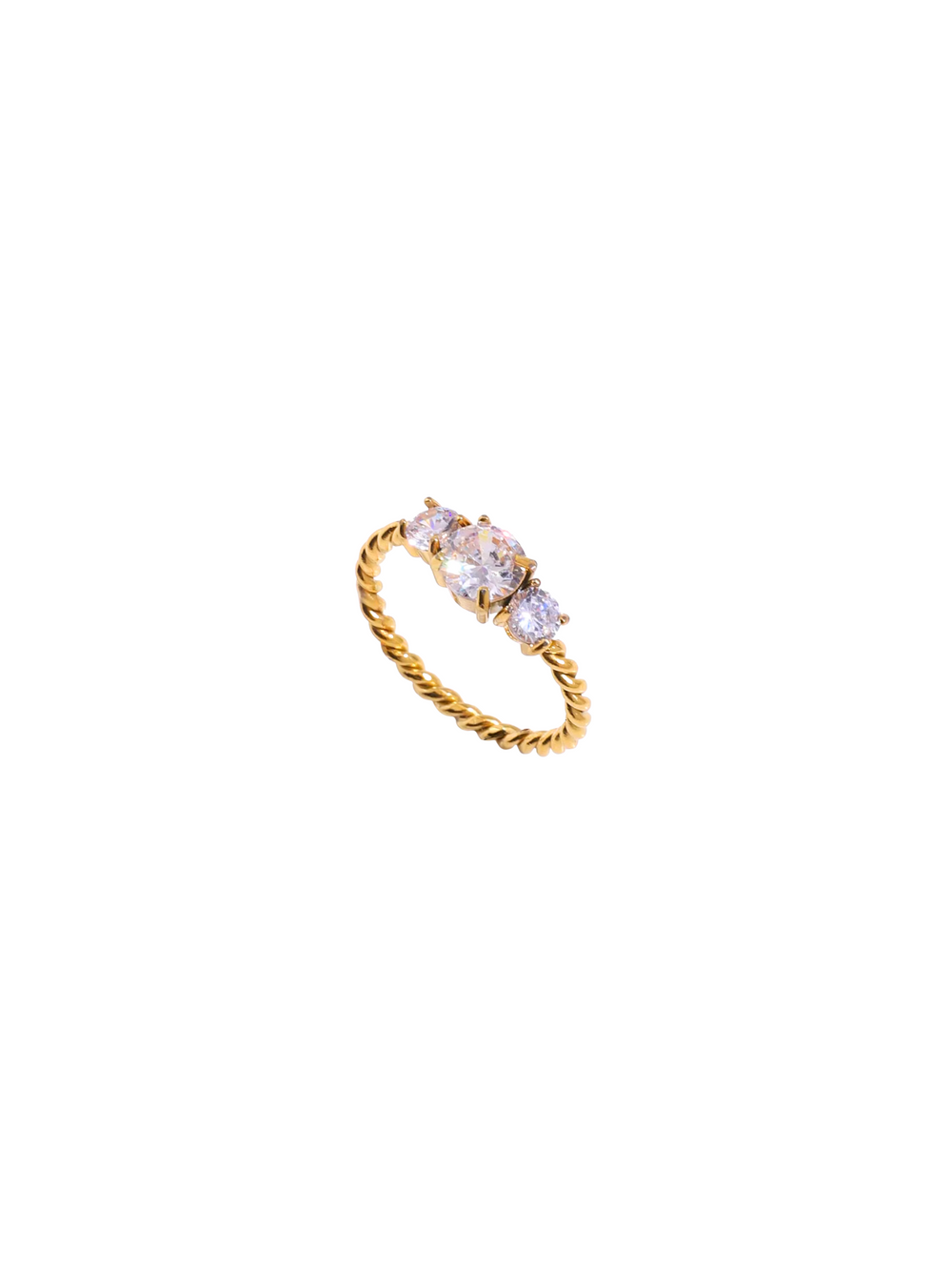 Anillo Trenzado Tres Zirconias Redondas