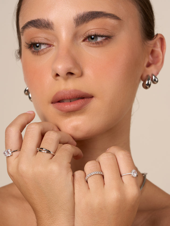 Anillo Churumbela Zirconias Ovaladas