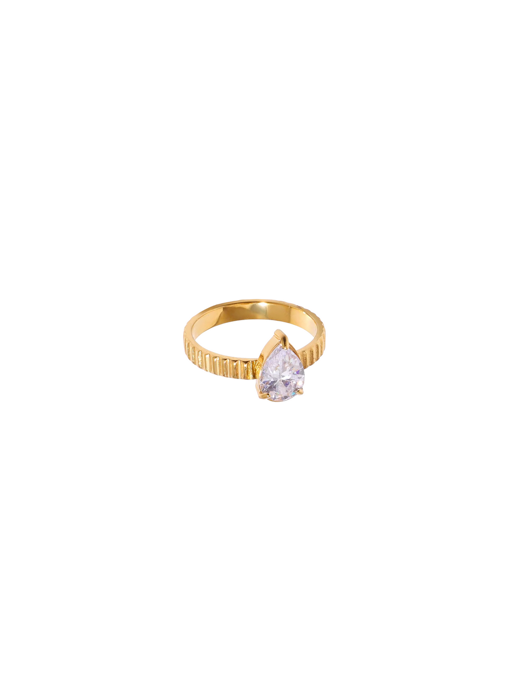 Anillo Gota Zirconia Con Lineas