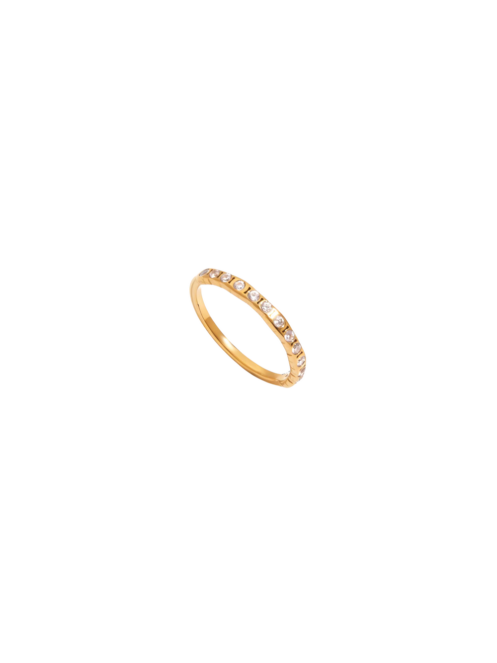 Anillo Delgado Con Zirconias 2 mm
