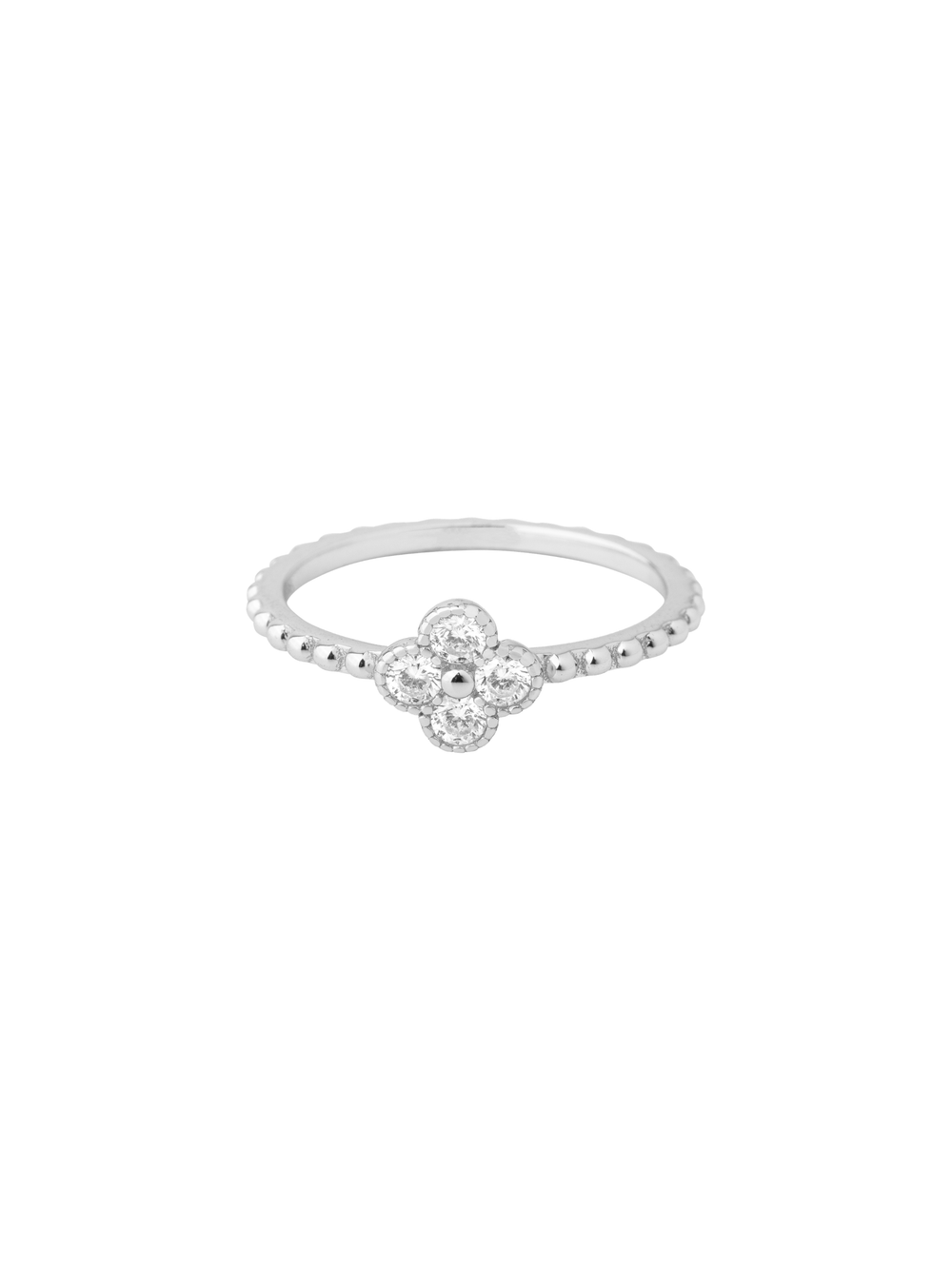 Anillo Trebol Cuatro Hojas Zirconia